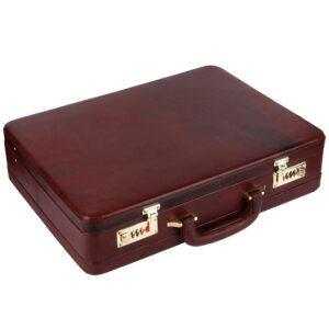 klauss expandable leather briefcase – brown