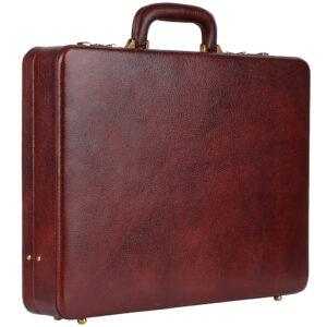 premium allround briefcase – brown leather finish