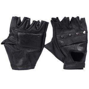 klauss black steel leather half finger gloves – premium riding & fitness wear