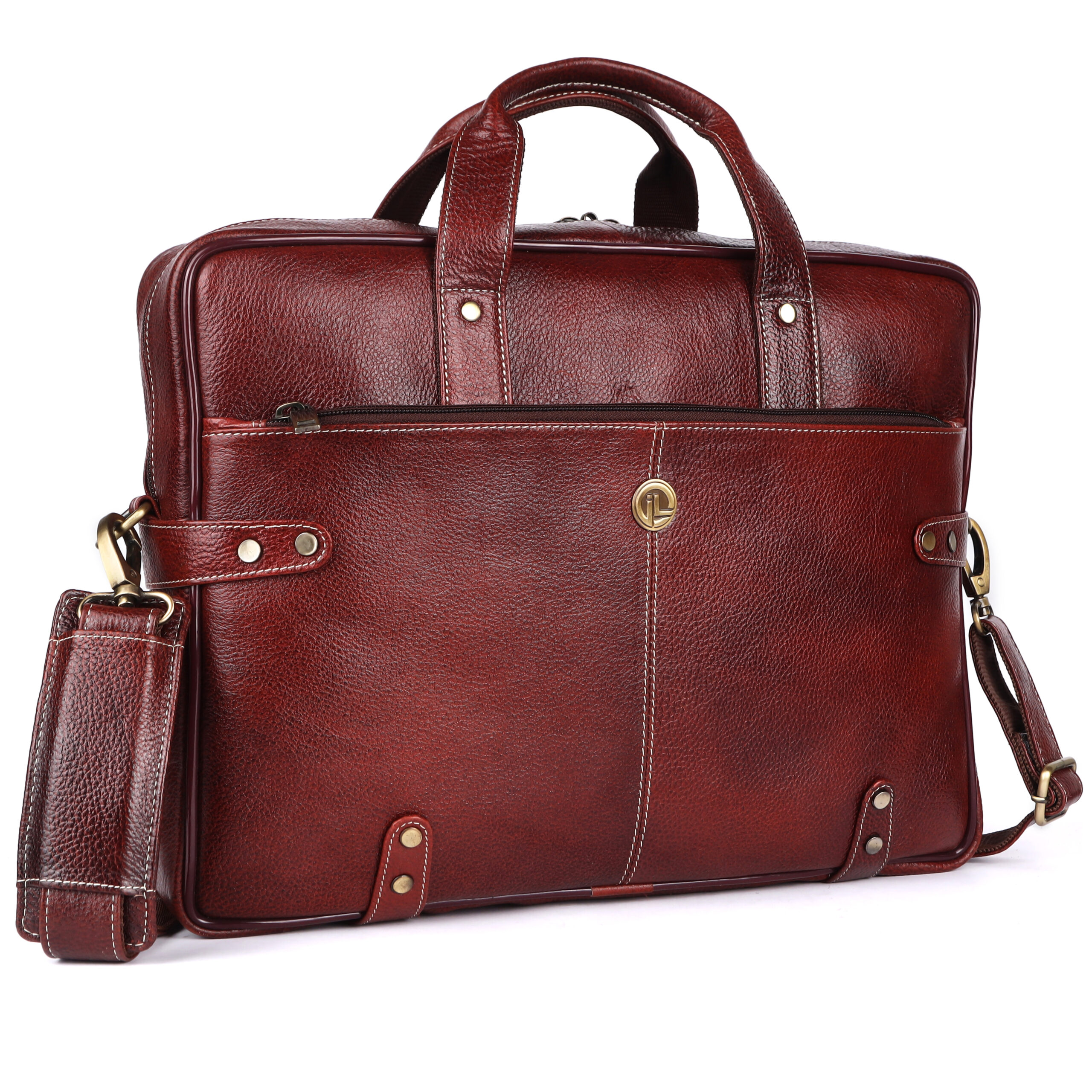 klauss executive 16 inch leather laptop briefcase brown