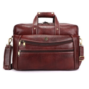 klauss executive 16 inch leather laptop messenger bag brown