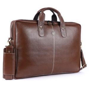 klauss 14 inch brown leather laptop bag – classic style, modern functionality brushwood