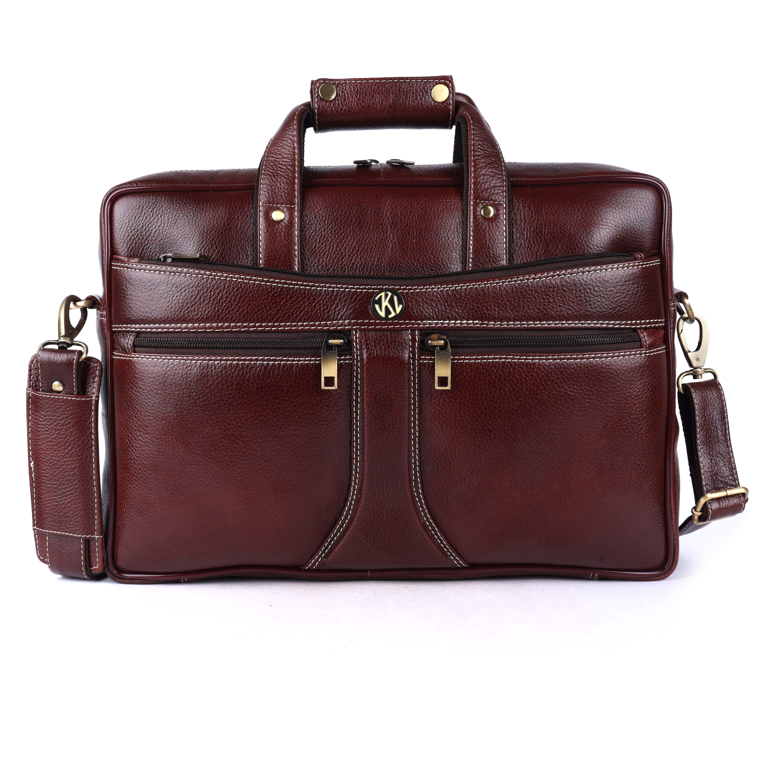 klauss executive 16 inch leather laptop briefcase brown