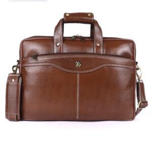 klauss executive 15 inch leather laptop briefcase streamlined single compartment brushwood