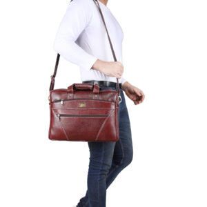 klauss executive 16 inch leather briefcase the global commuter brown