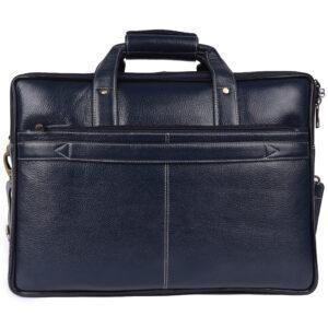 klauss executive 16 inch genuine leather briefcase double compartment & signature pocket blue