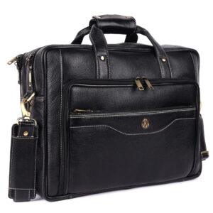 klauss executive 16 inch genuine leather briefcase double compartment & signature pocket