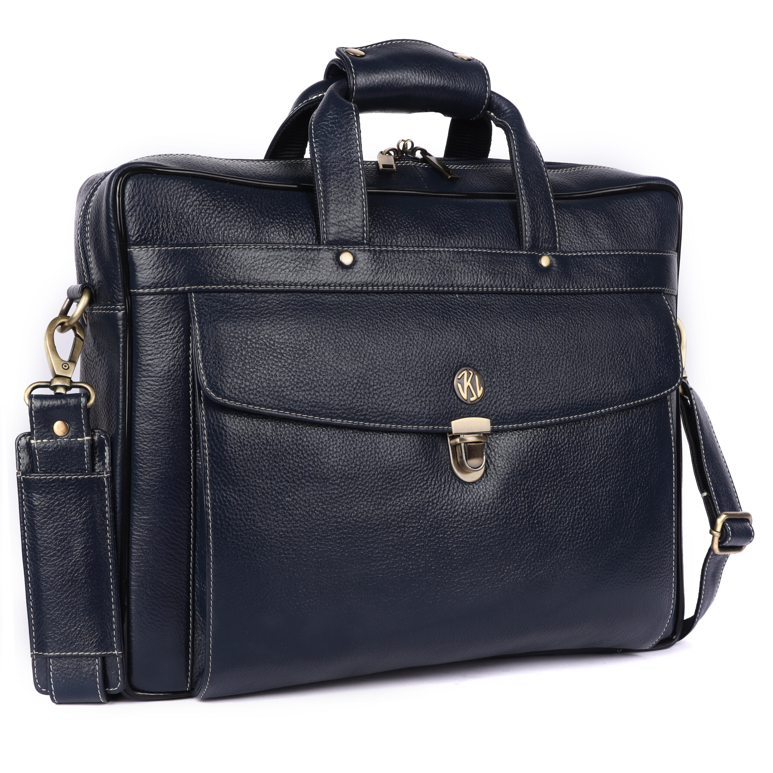 klauss executive 16 inch leather briefcase the streamlined traveler navy blue