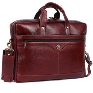 klauss 16 inch brown leather laptop bag – single compartment brown