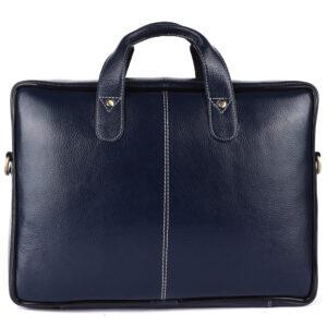 klauss 14 inch brown leather laptop bag – classic style, modern functionality blue