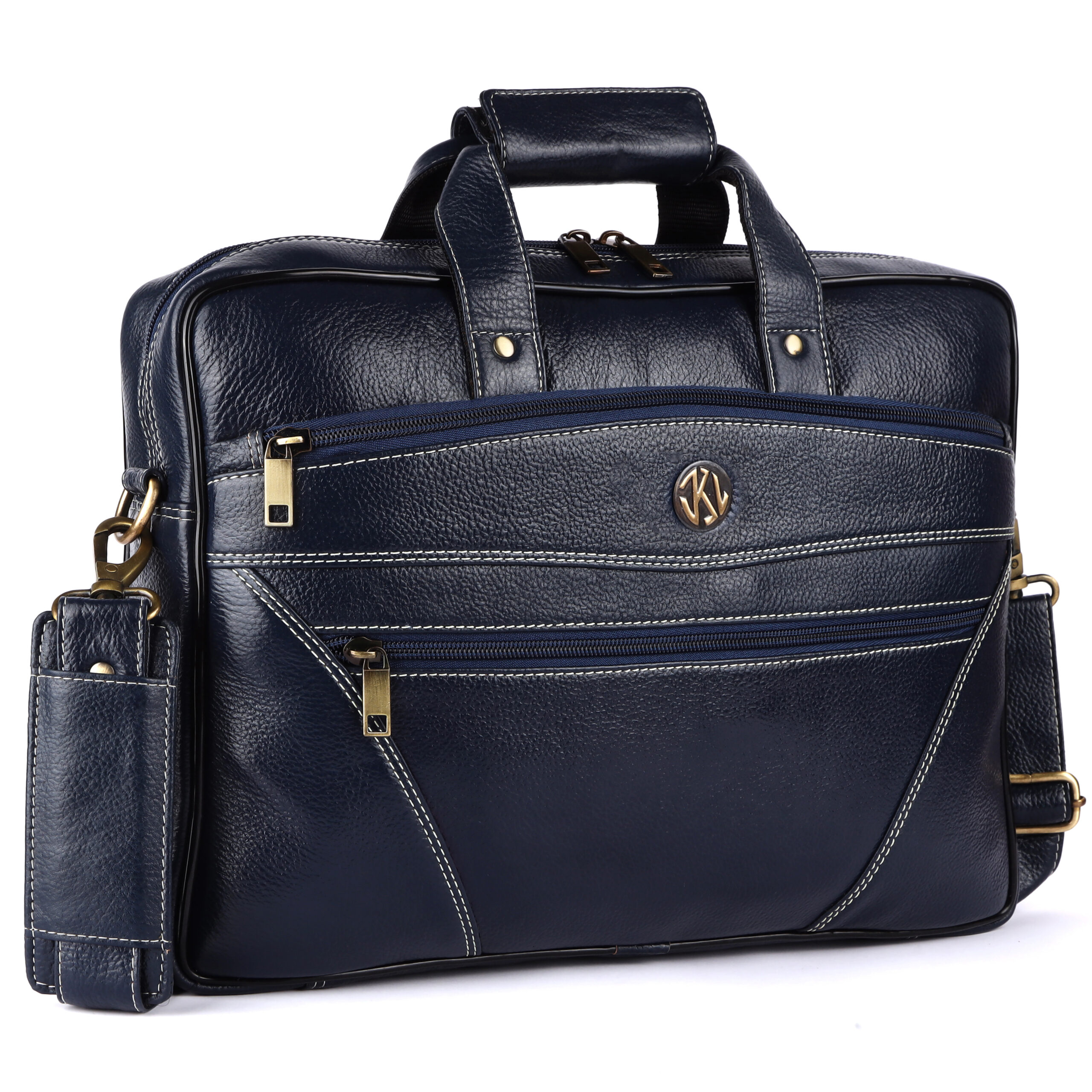 klauss executive 16 inch leather briefcase the global commuter blue