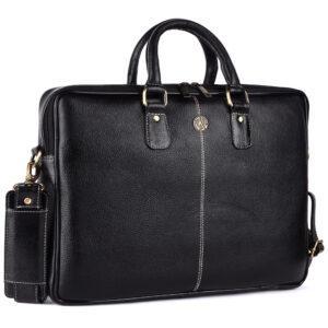 klauss 16 inch brown leather laptop bag – single compartment