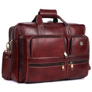 klauss executive 16 inch leather messenger bag ultimate organizer brown
