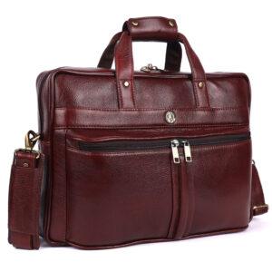 klauss 15 inch single compartment leather bag – executive edition brown
