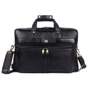 klauss 15 inch single compartment leather bag – executive edition black
