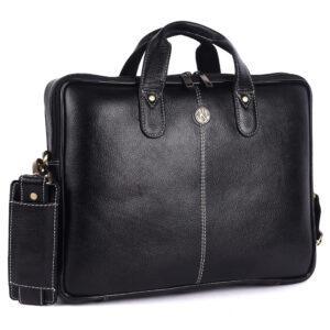 klauss 16 inch brown leather laptop bag – single compartment