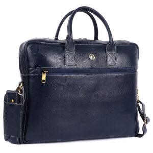 klauss 15 inch brown leather laptop bag – timeless craftsmanship for the modern professional navy blue