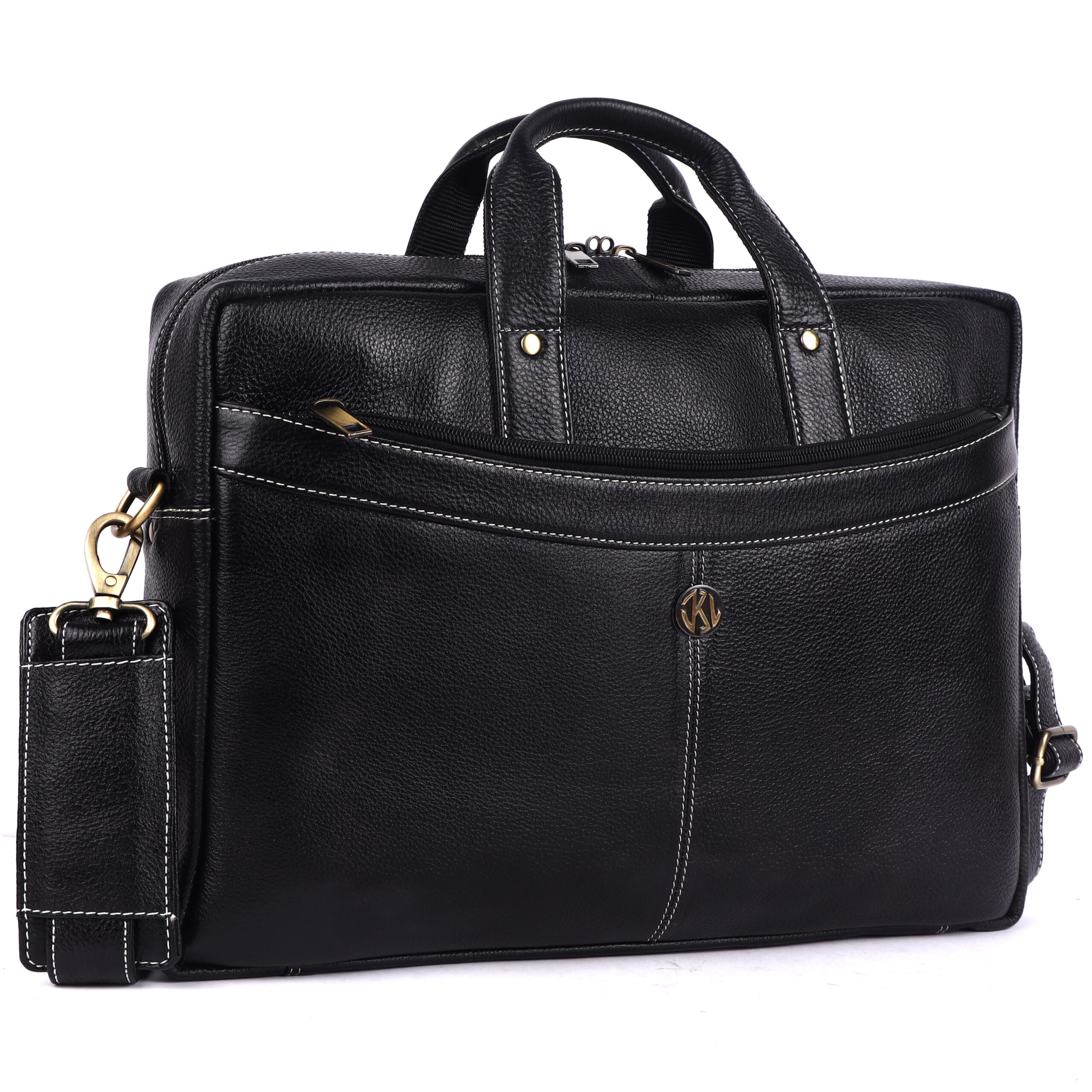 klauss executive 16 inch leather laptop briefcase black
