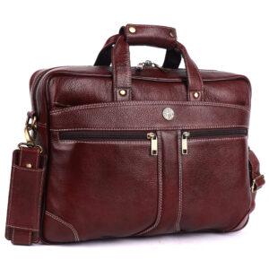 klauss executive 16 inch leather laptop briefcase classic brown