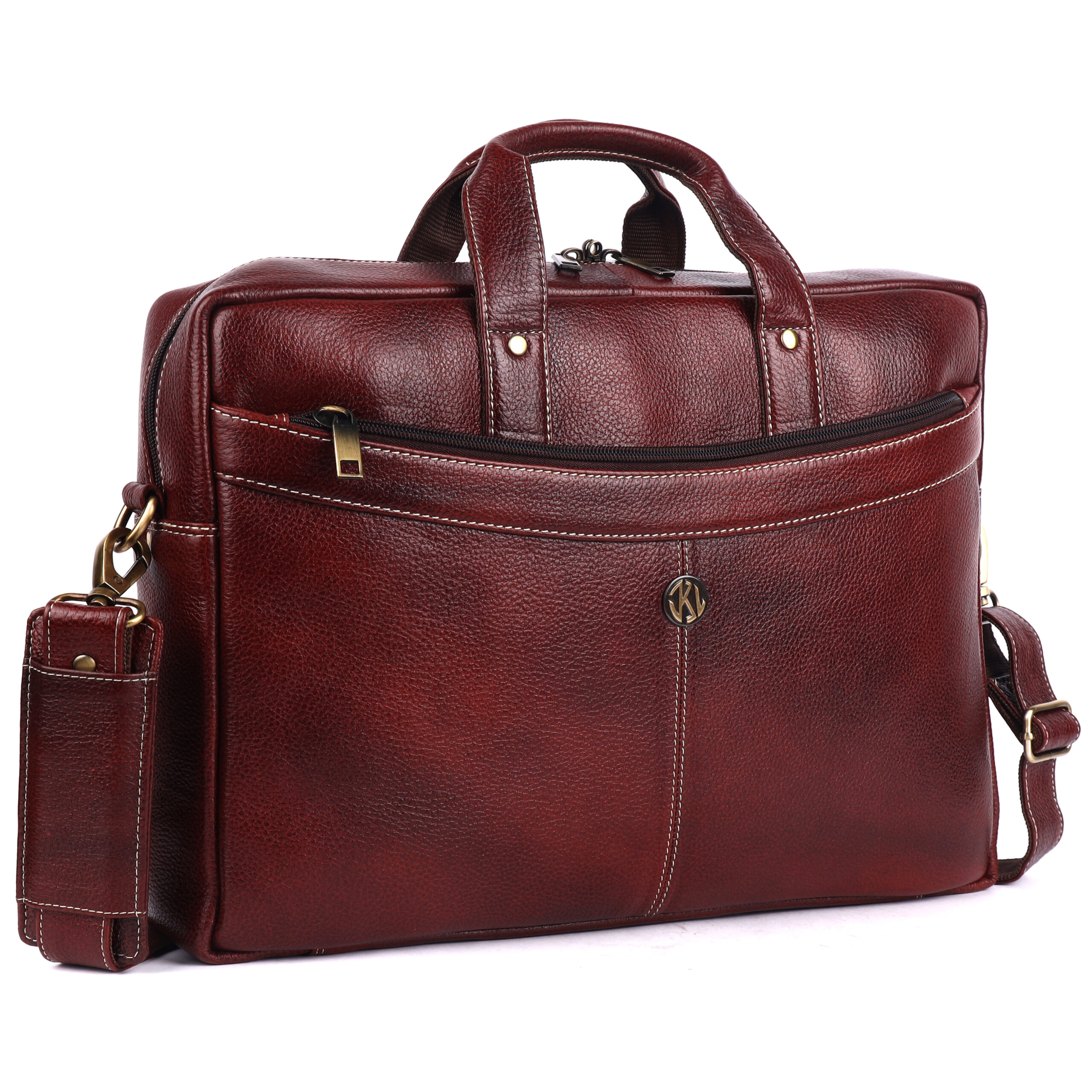 klauss executive 16 inch leather laptop briefcase brown