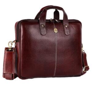klauss 16 inch brown leather laptop bag – single compartment